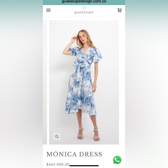 Elegant Toile Blue and White Print Dress by Guadalupe Design - Picture 1 of 13
